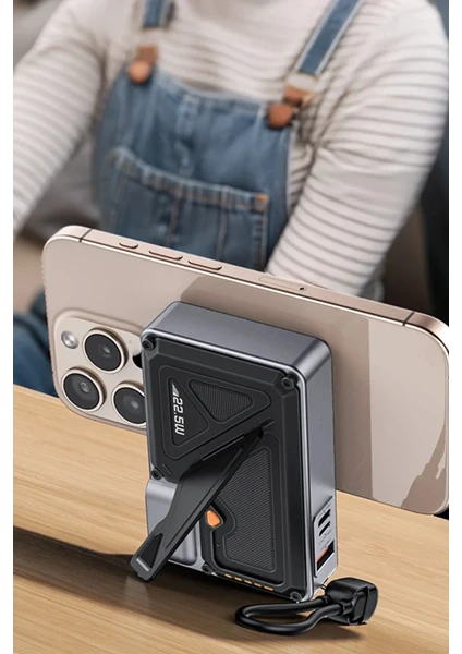 YP89 Akım Korumalı ve Standlı 10.000 Mah 5in1 22.5W Pd ve 15W Kablosuz Hızlı Şarj Destekli Magsafe Powerbank